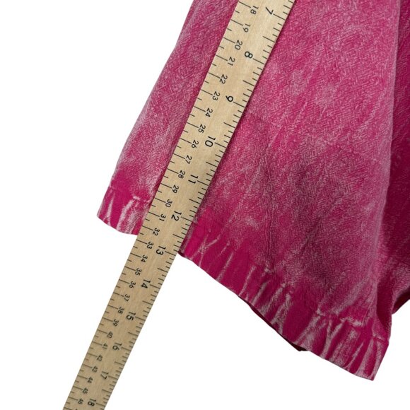 Umgee Washed Babydoll Dress 1X Pink Short Sleeve Button Front Cotton Boho - Picture 11 of 13